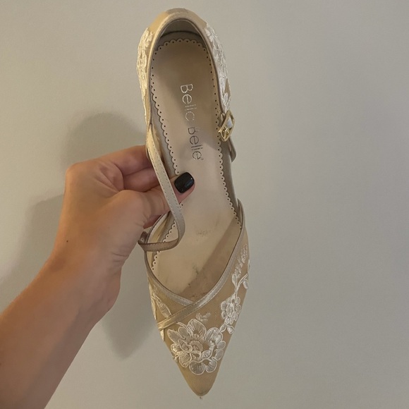 Bella Belle Mesh Lace Ivory Heels - Picture 6 of 7